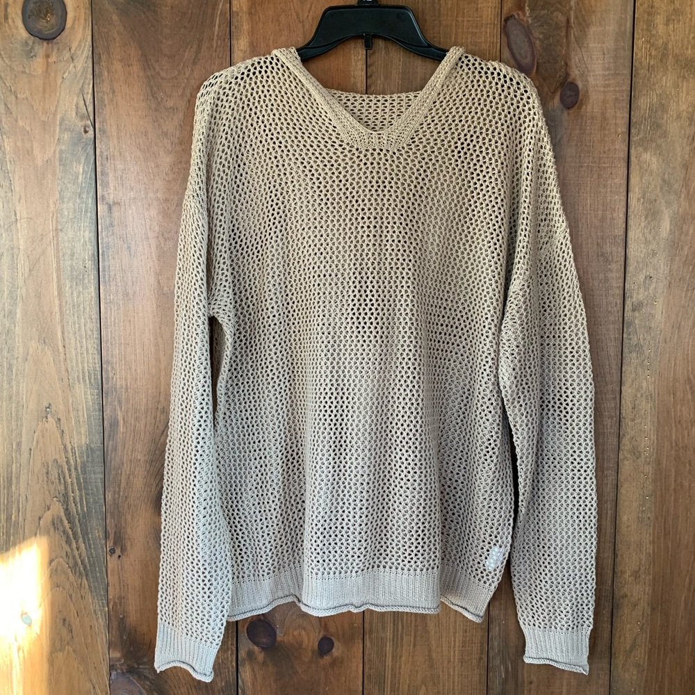 NEW! Tan mesh, long sleeve hoodie/cover-up